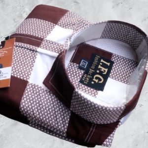 I.F.G. Fashion Wear Brown & White Checkered Shirt